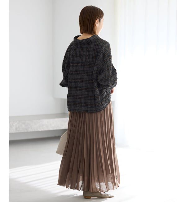 IENA「《新色/追加》シャーリングチェックショートシャツ」|シャツ・ブラウス|