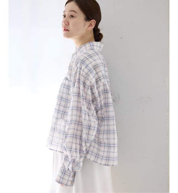 IENA「《新色/追加》シャーリングチェックショートシャツ」|シャツ・ブラウス|