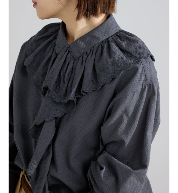 IENA「ドビーカットワークフリルブラウス」|シャツ・ブラウス|