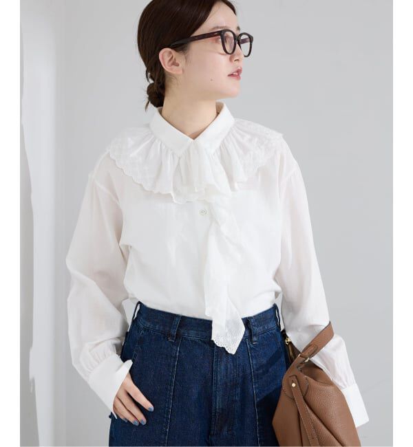 IENA「ドビーカットワークフリルブラウス」|シャツ・ブラウス|