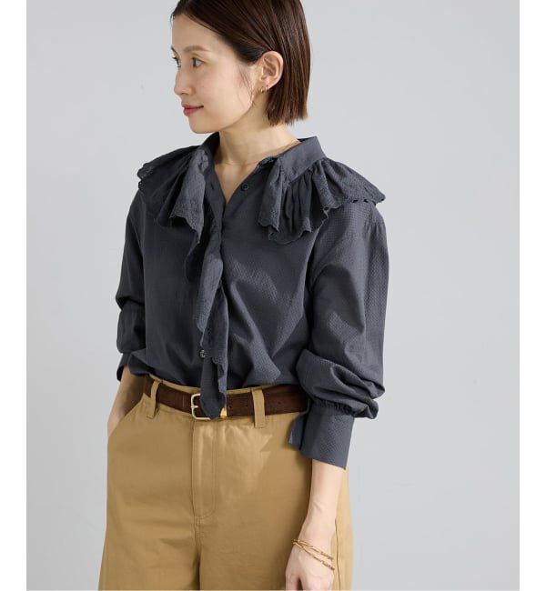 IENA「ドビーカットワークフリルブラウス」|シャツ・ブラウス|