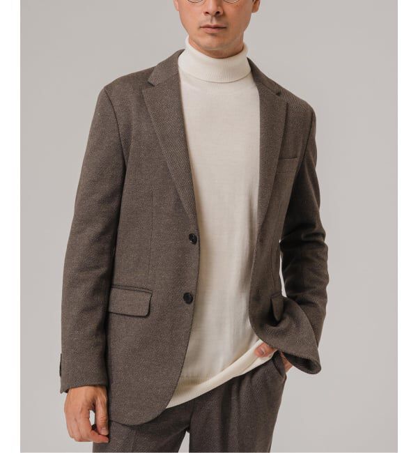 EDIFICE「コットン/ウール ジャージー 2ボタン ジャケット【セットアップ着用可】」|テーラードジャケット|ブラウン B