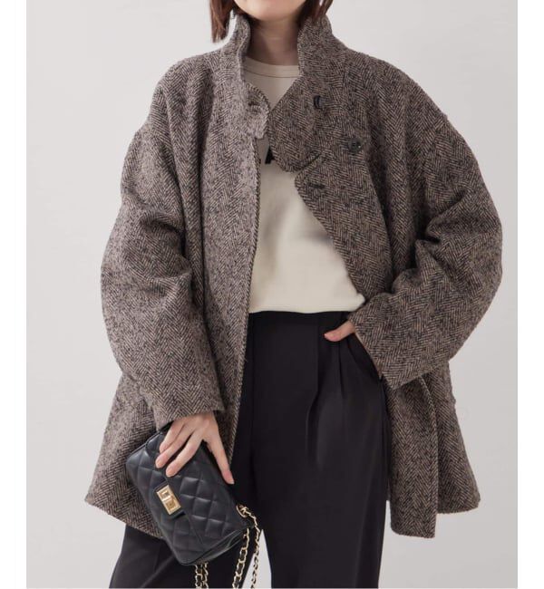 journal standard L'essage「MANTECO/TWEEDスタンドショートコート」|その他|ブラウン