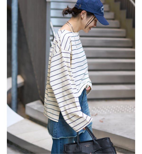 JOURNAL STANDARD「カラーボーダーリラックスCS」|Tシャツ・カットソー|ネイビー