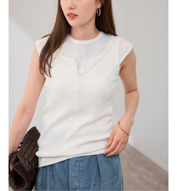 FRAMeWORK「コットンLINENテレコヘンリータンクトップ」|Tシャツ・カットソー|