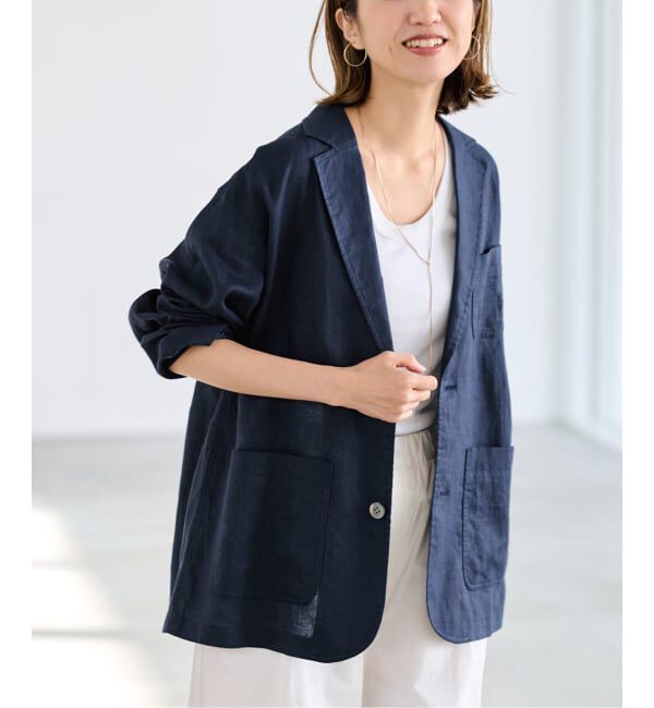 FRAMeWORK「≪予約≫ソフトリネンライトジャケット」|テーラードジャケット|ネイビー