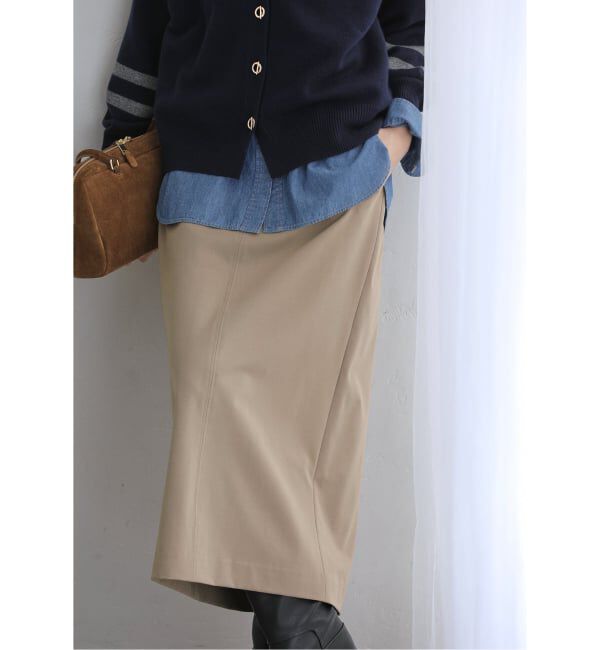  「【洗える】ポケットアイラインスカート」|スカート|キャメル