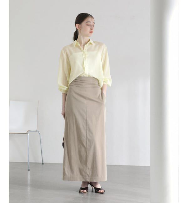  「《予約》【洗える】ストライプシアーギャザーシャツ」|シャツ・ブラウス|