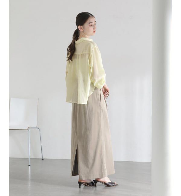  「《予約》【洗える】ストライプシアーギャザーシャツ」|シャツ・ブラウス|