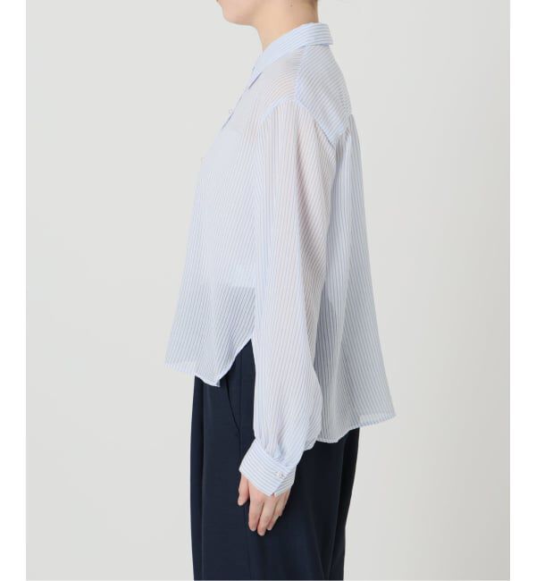  「《予約》【洗える】ストライプシアーギャザーシャツ」|シャツ・ブラウス|