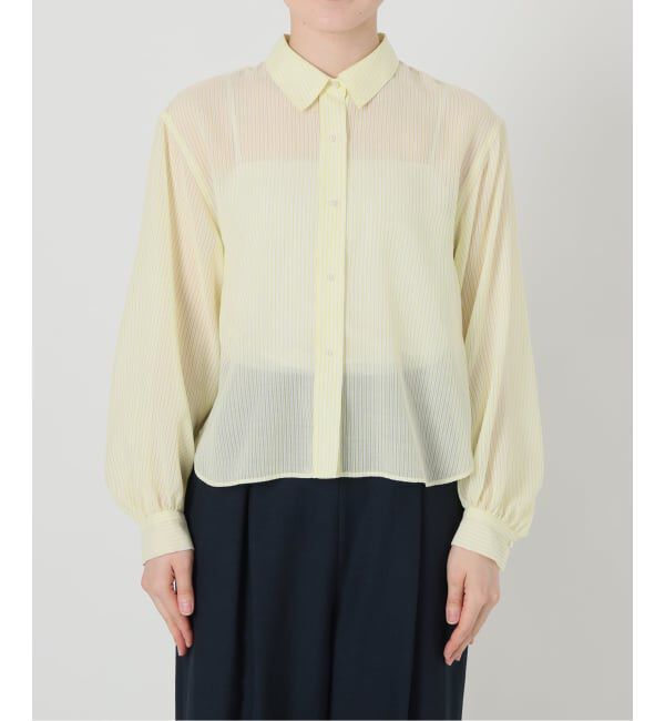  「《予約》【洗える】ストライプシアーギャザーシャツ」|シャツ・ブラウス|