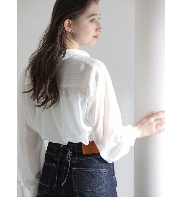  「《予約》【洗える】ストライプシアーギャザーシャツ」|シャツ・ブラウス|