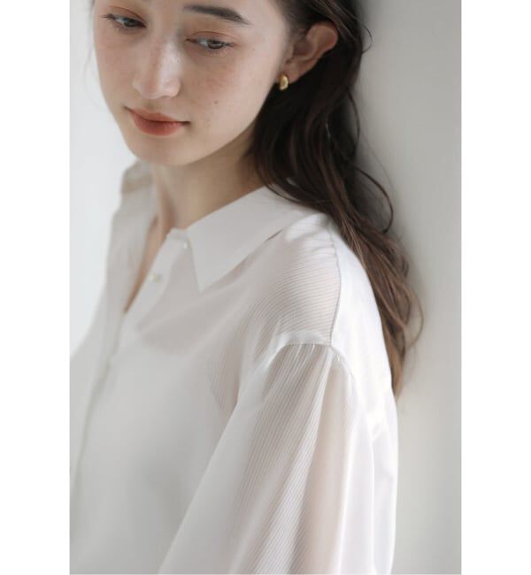  「《予約》【洗える】ストライプシアーギャザーシャツ」|シャツ・ブラウス|