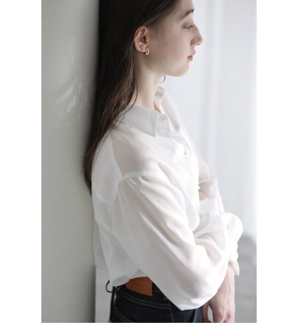  「《予約》【洗える】ストライプシアーギャザーシャツ」|シャツ・ブラウス|