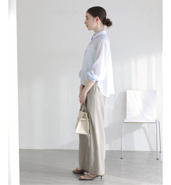  「《予約》【洗える】ストライプシアーギャザーシャツ」|シャツ・ブラウス|