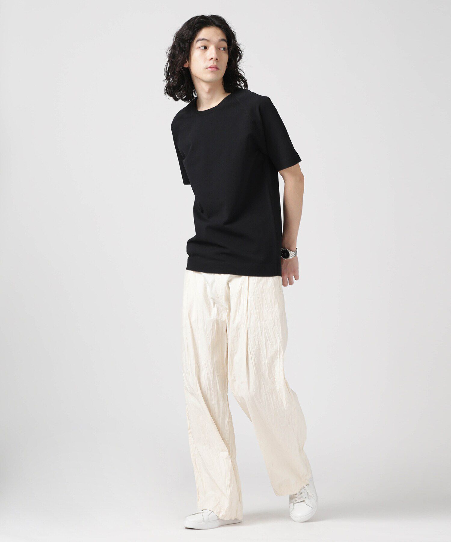 nano･universe「LB.03/SOLOTEXマルチファンクションクルーネックニット/半袖」|ニット・セーター|