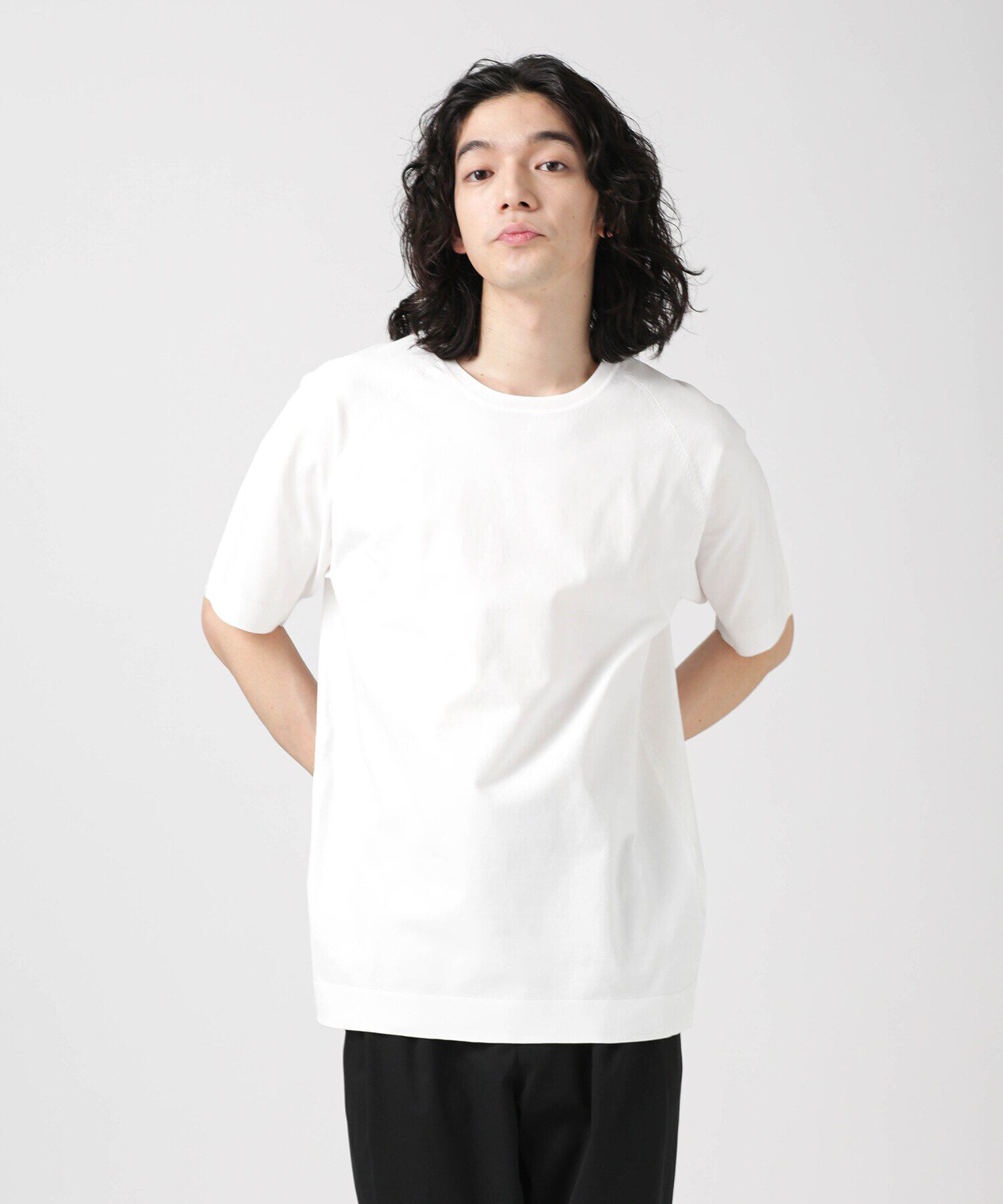 nano･universe「LB.03/SOLOTEXマルチファンクションクルーネックニット/半袖」|ニット・セーター|