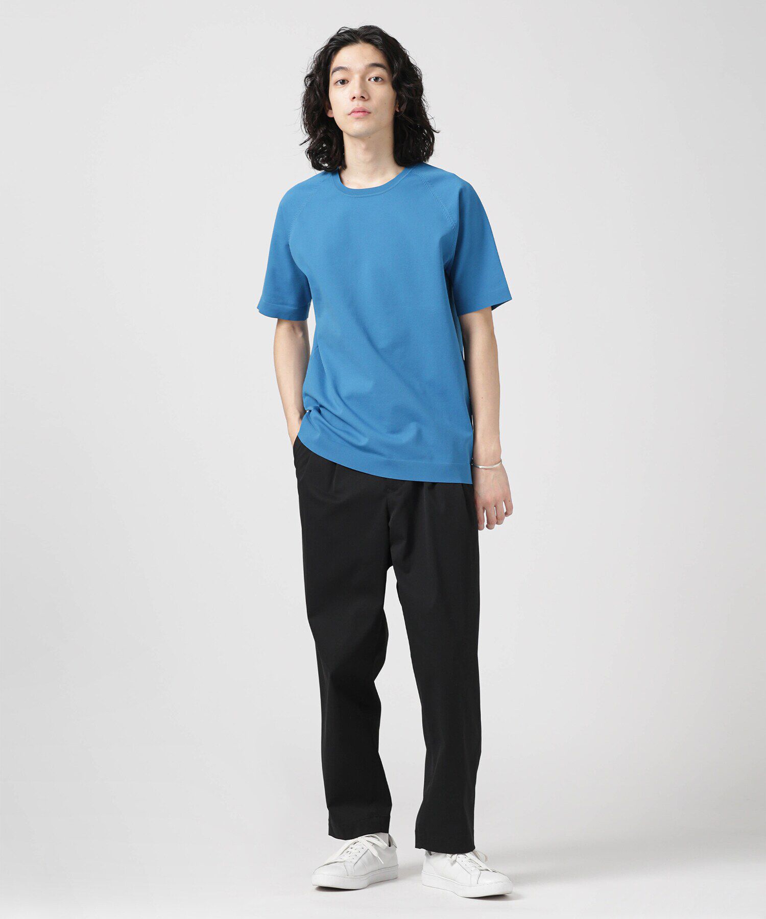 nano･universe「LB.03/SOLOTEXマルチファンクションクルーネックニット/半袖」|ニット・セーター|