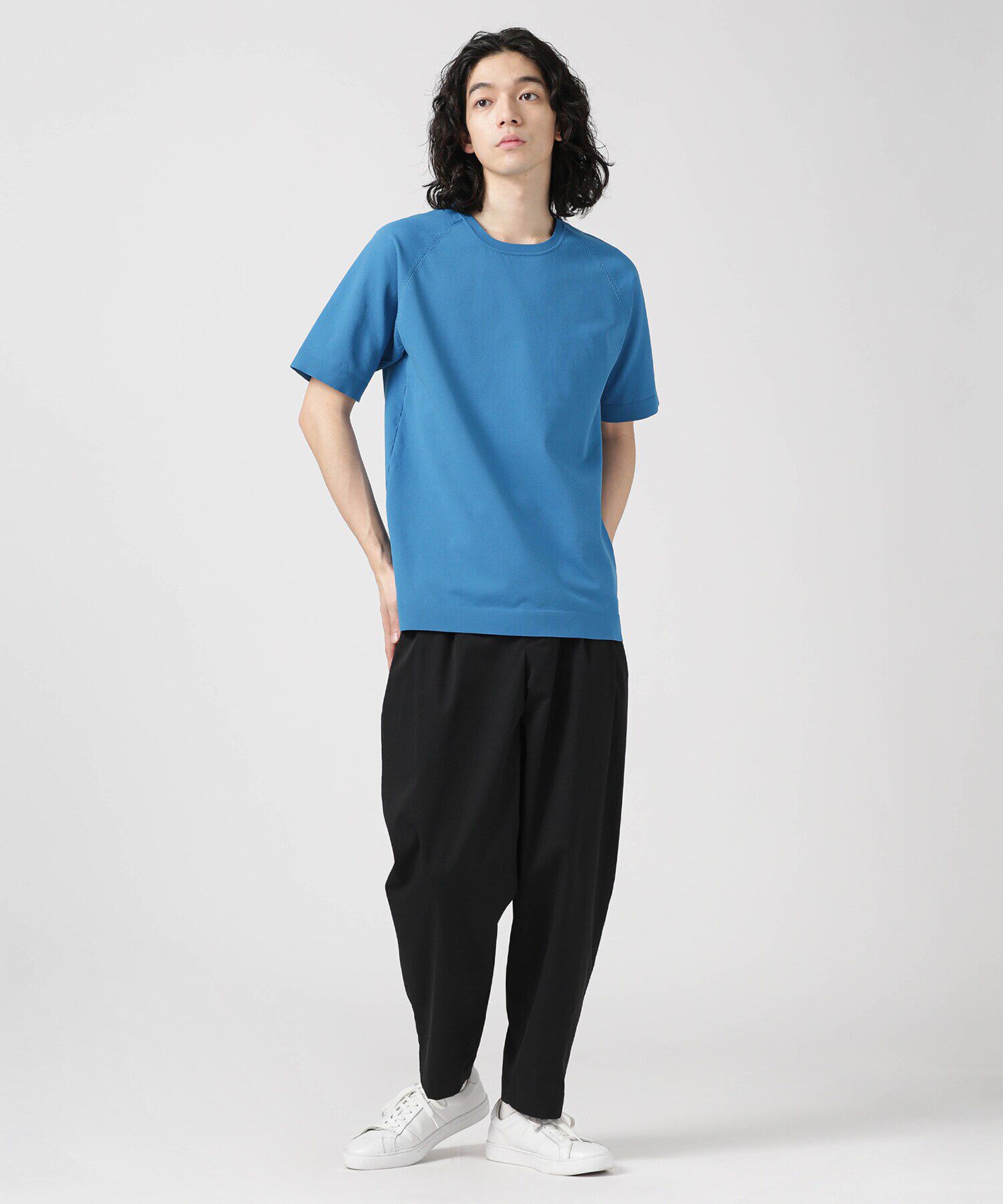 nano･universe「LB.03/SOLOTEXマルチファンクションクルーネックニット/半袖」|ニット・セーター|