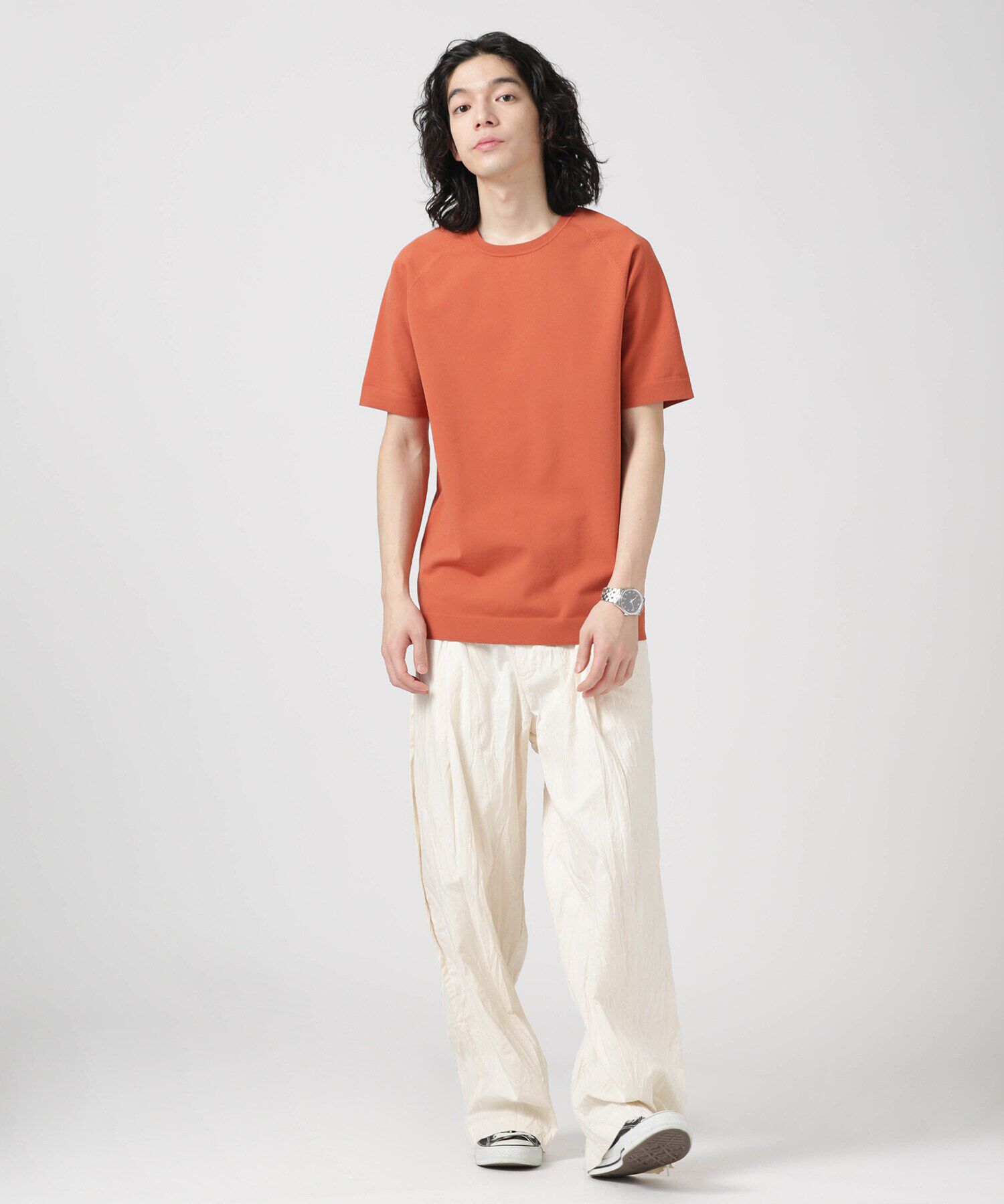 nano･universe「LB.03/SOLOTEXマルチファンクションクルーネックニット/半袖」|ニット・セーター|