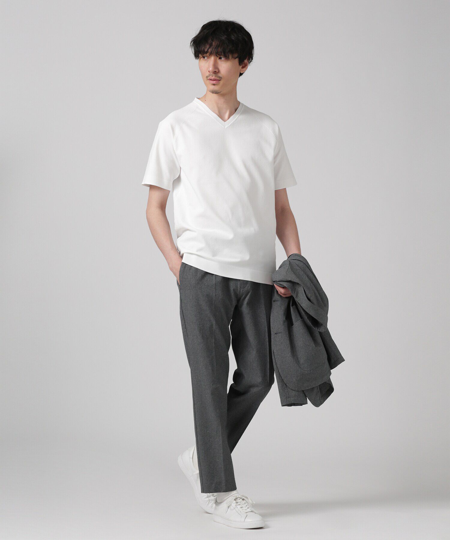 nano･universe「LB.03/SOLOTEXマルチファンクションVネックニット/半袖」|ニット・セーター|