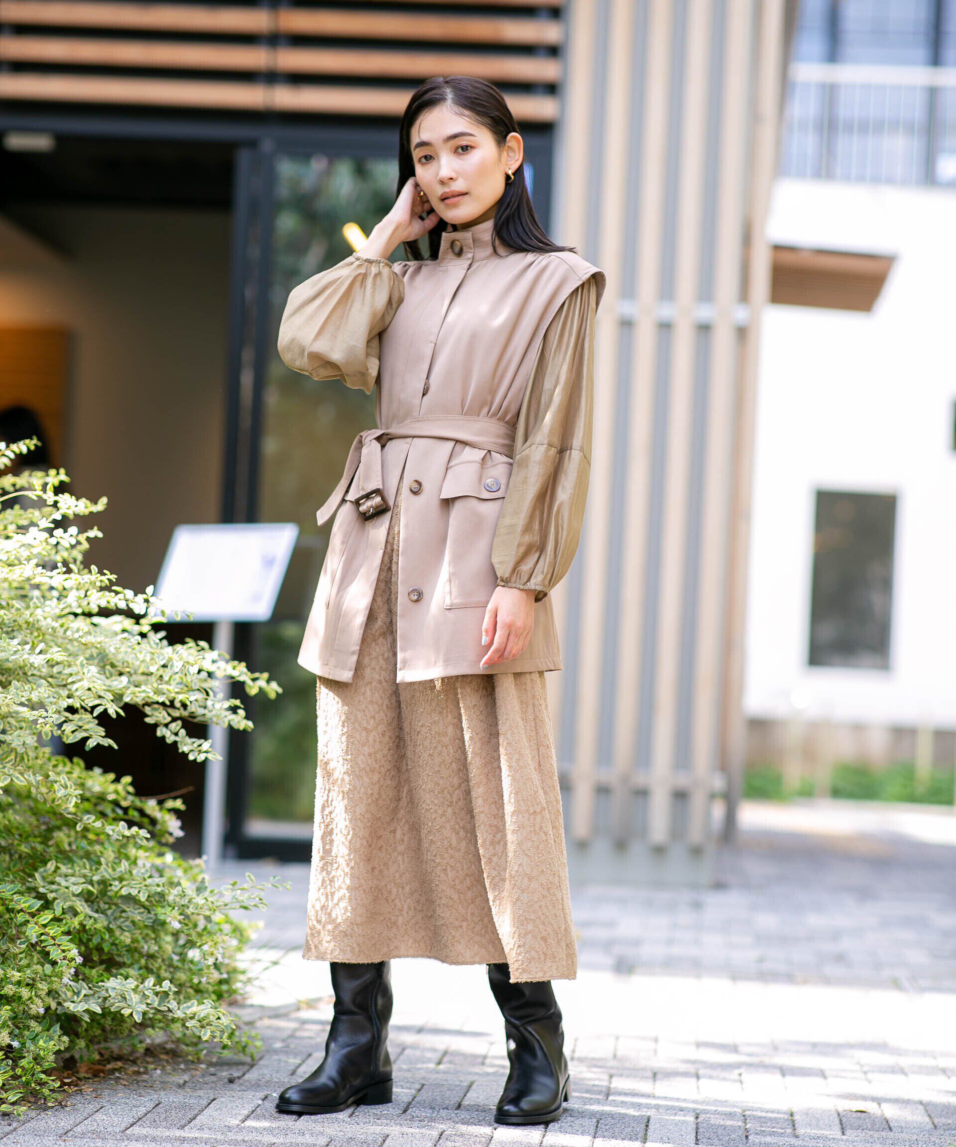 nano･universe「カットジャカード切替ワンピース」|ワンピース|