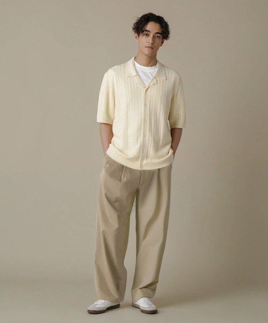 nano･universe「「NJ/CLUB」HOMESTOCKケーブルニットシャツ」|ニット・セーター|