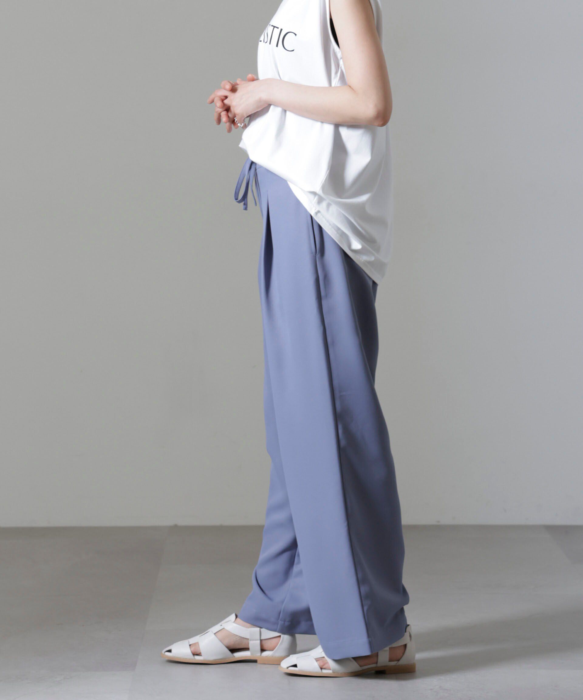 nano･universe「ウエストリボンベルトパンツ(セットアップ可)」|チノ|