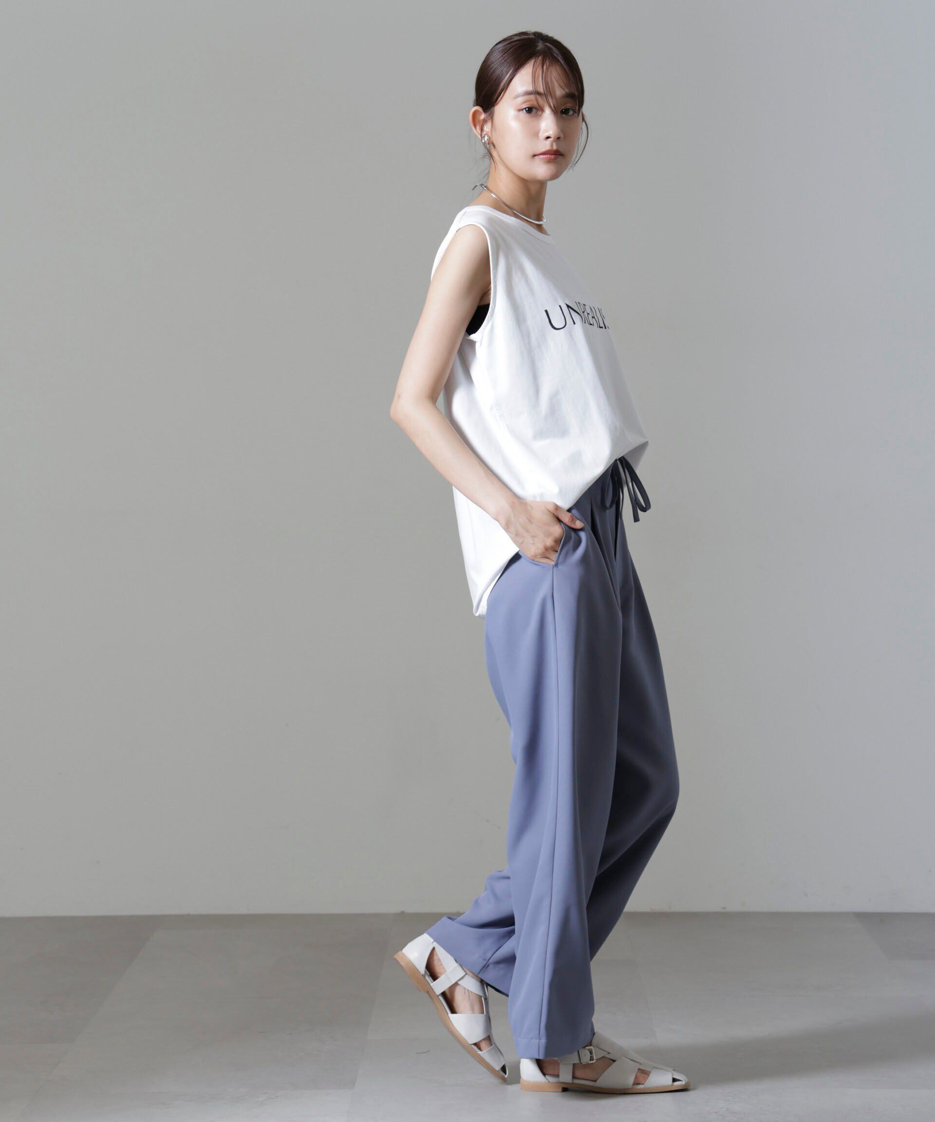 nano･universe「ウエストリボンベルトパンツ(セットアップ可)」|チノ|