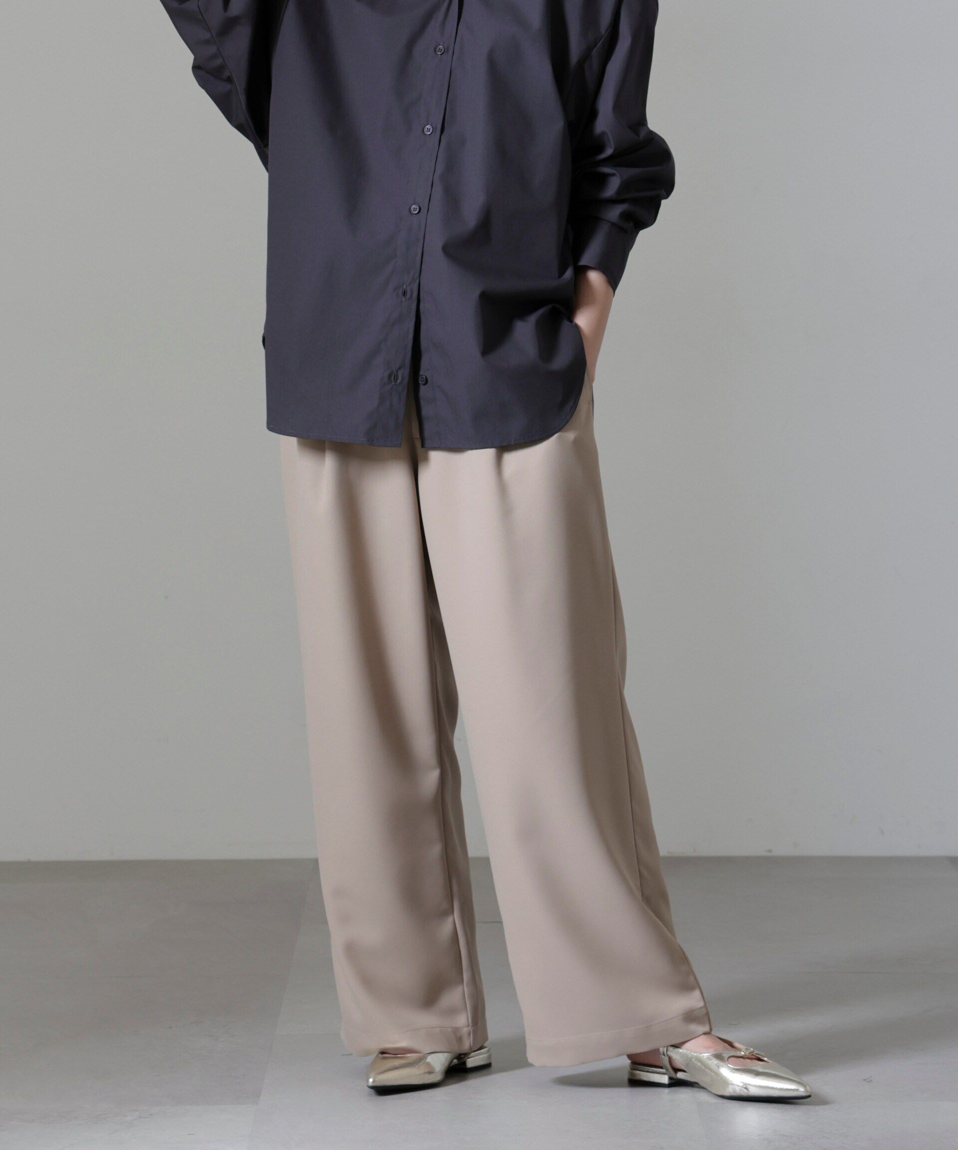 nano･universe「ウエストリボンベルトパンツ(セットアップ可)」|チノ|