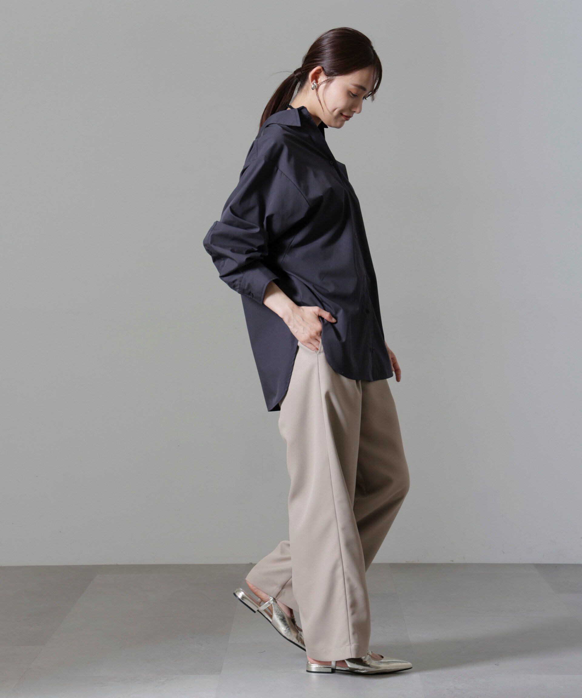 nano･universe「ウエストリボンベルトパンツ(セットアップ可)」|チノ|