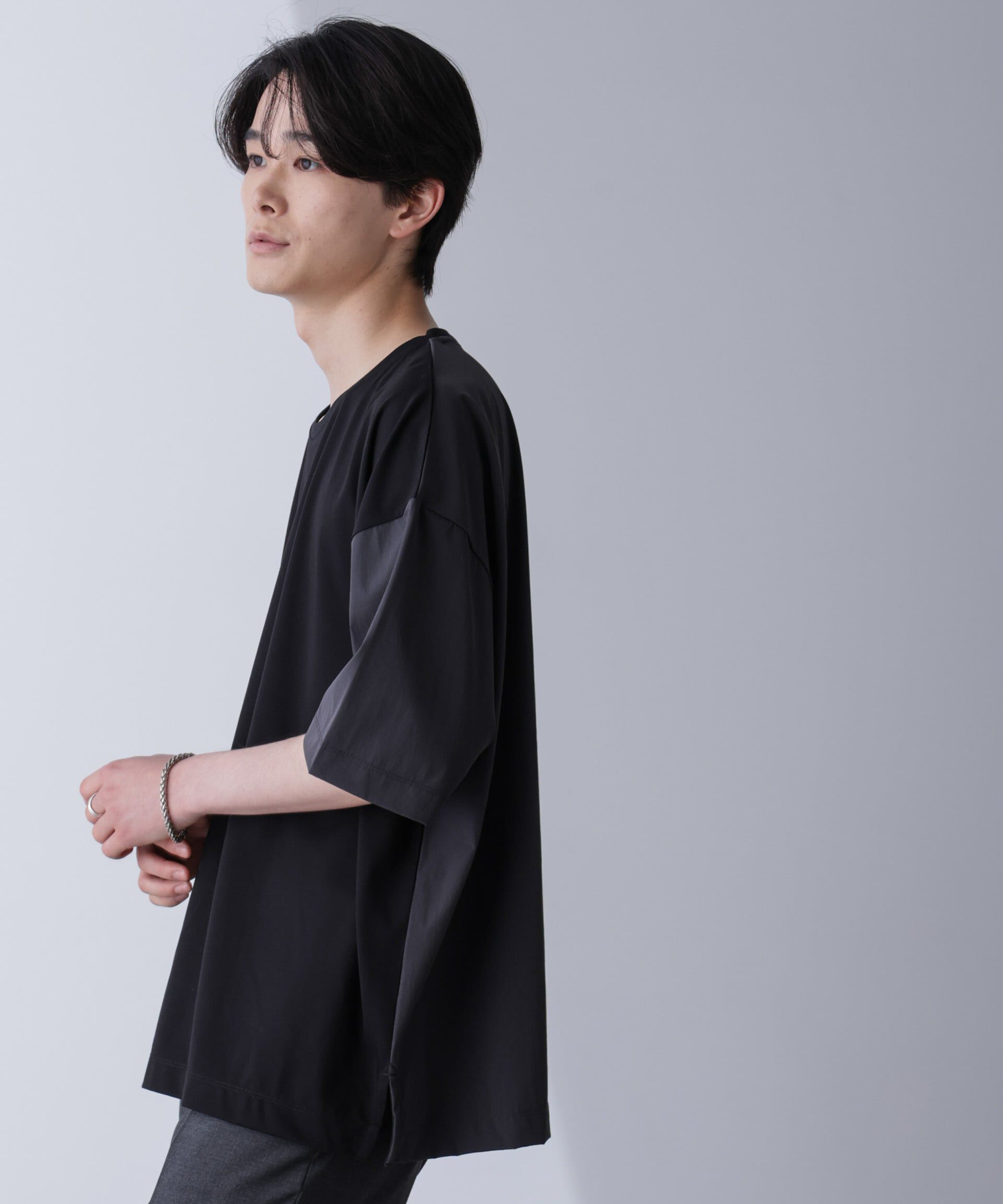 nano･universe「袖切り替えビッグＴシャツ 半袖」|Tシャツ・カットソー|