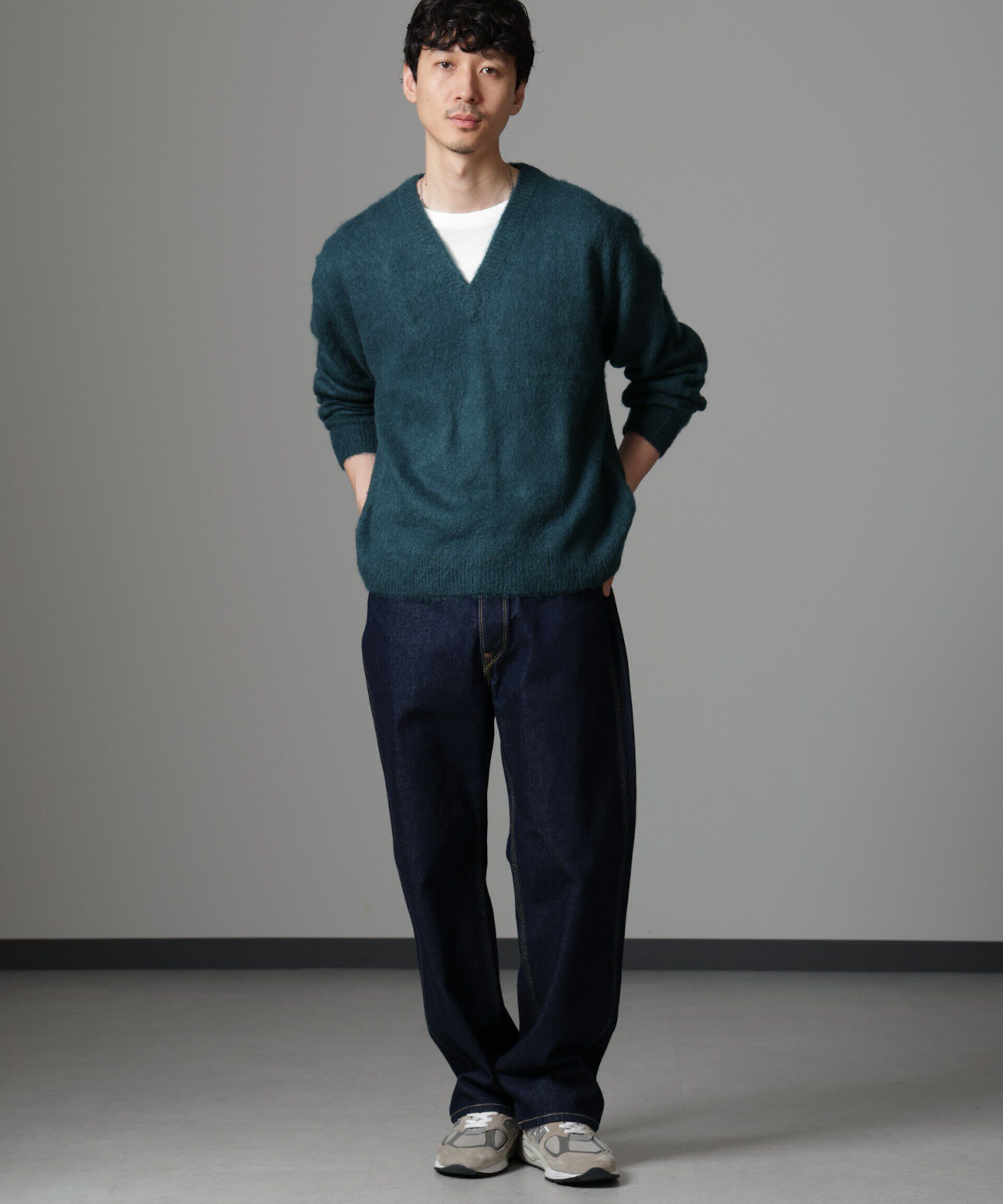 nano･universe「モヘヤブレンド起毛Vネックニット」|ニット・セーター|