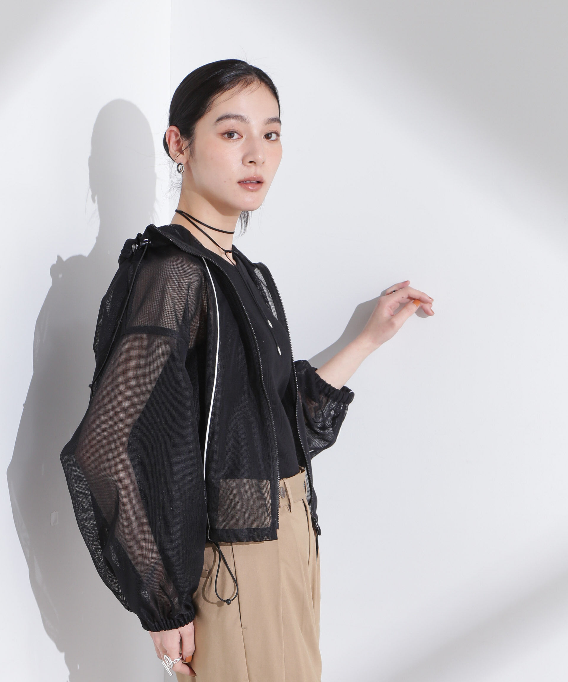 nano･universe「配色パイピングメッシュブルゾン」|ブルゾン・スタジャン|