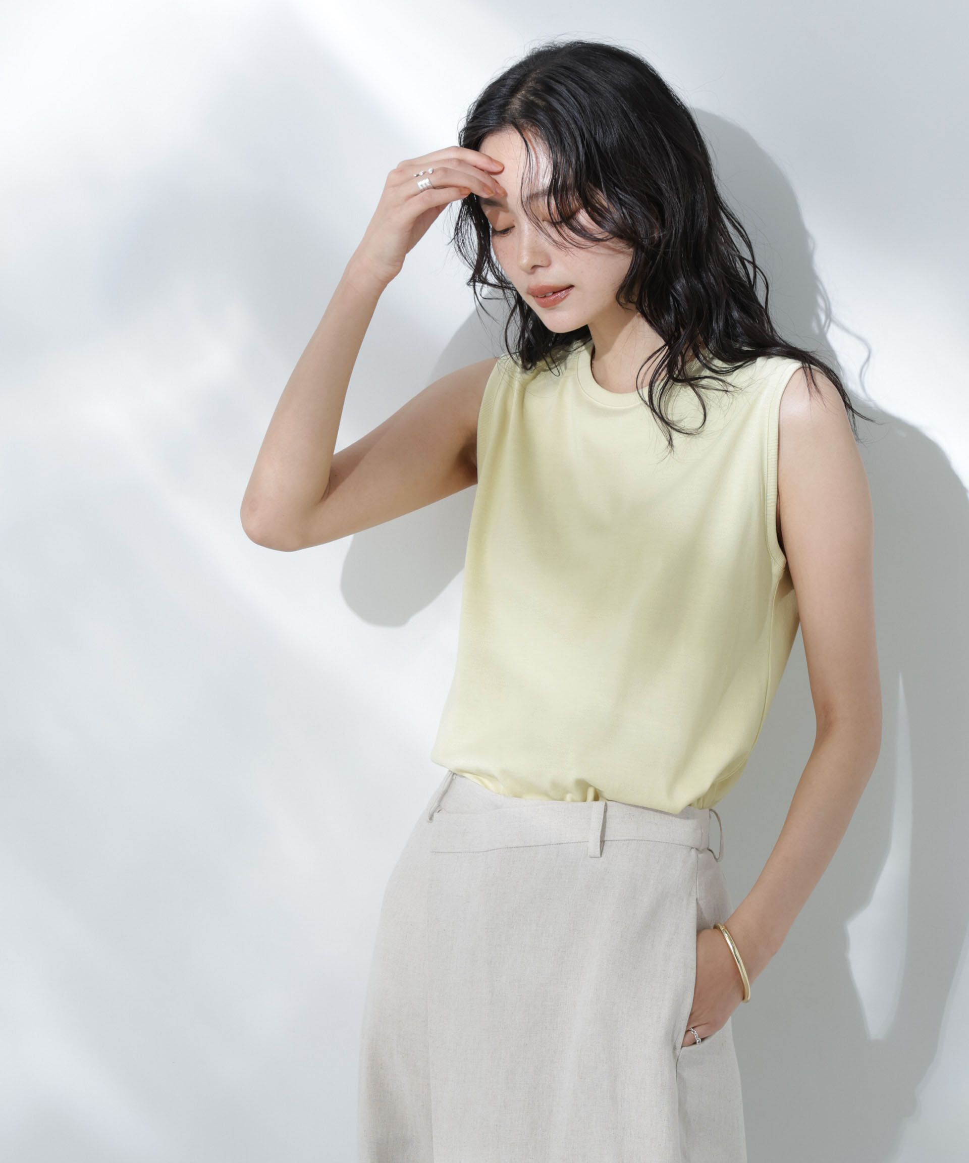 nano･universe「Anti Soaked(R) 汗染み防止カラフルノースリTシャツ」|Tシャツ・カットソー|L.イエロー1