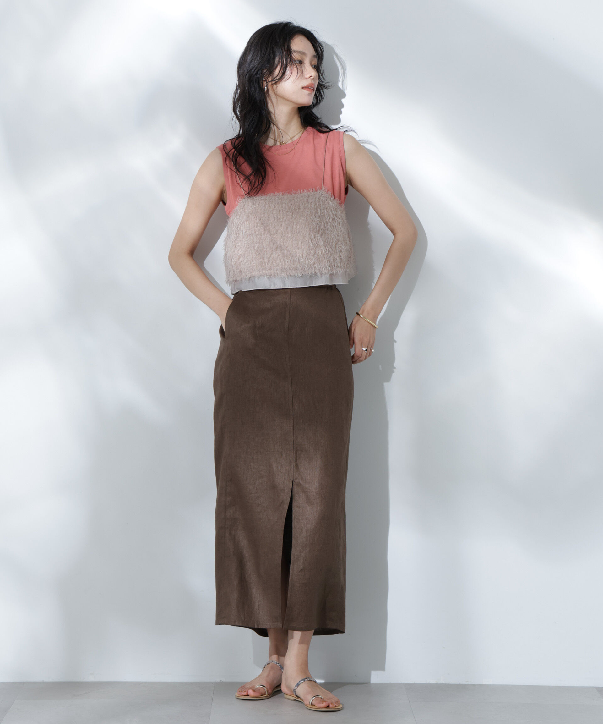 nano･universe「Anti Soaked(R) 汗染み防止カラフルノースリTシャツ」|Tシャツ・カットソー|