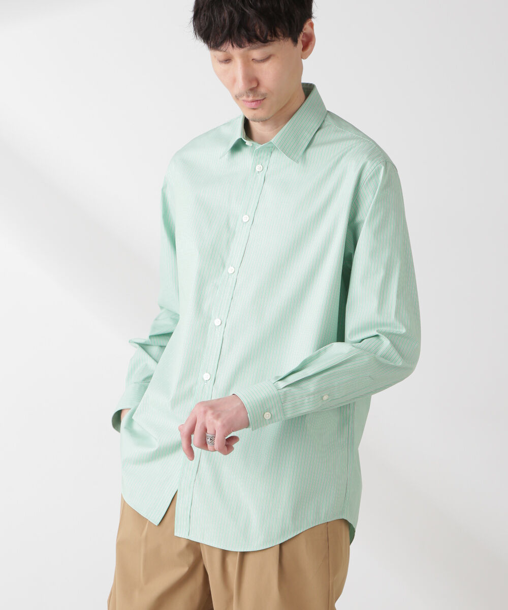 nano･universe「ESTENEIGE(R) レギュラーカラーシャツストライプ 長袖/接触冷感」|シャツ・ブラウス|