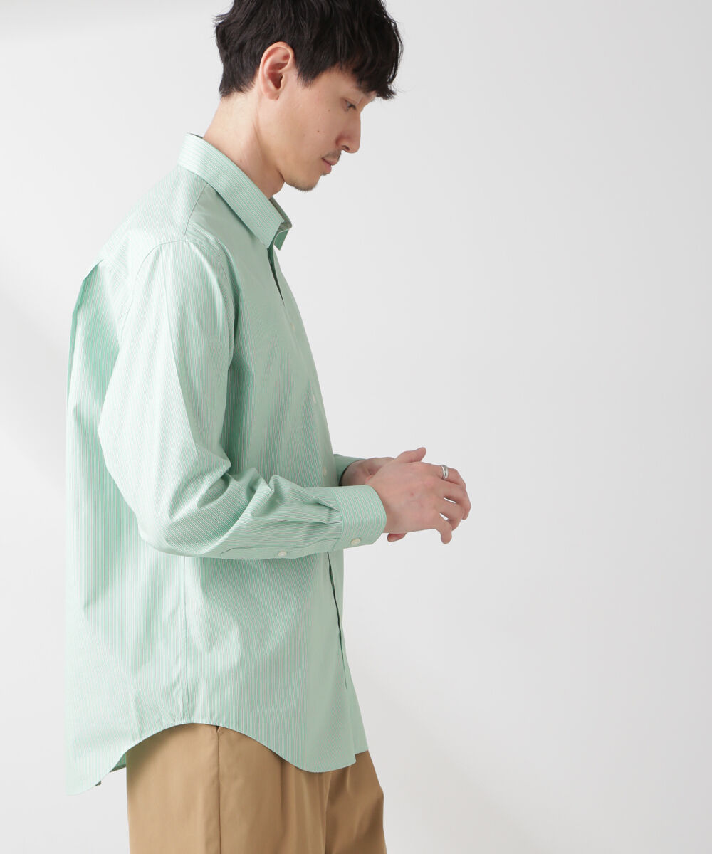 nano･universe「ESTENEIGE(R) レギュラーカラーシャツストライプ 長袖/接触冷感」|シャツ・ブラウス|