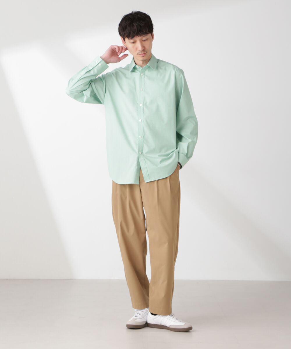 nano･universe「ESTENEIGE(R) レギュラーカラーシャツストライプ 長袖/接触冷感」|シャツ・ブラウス|