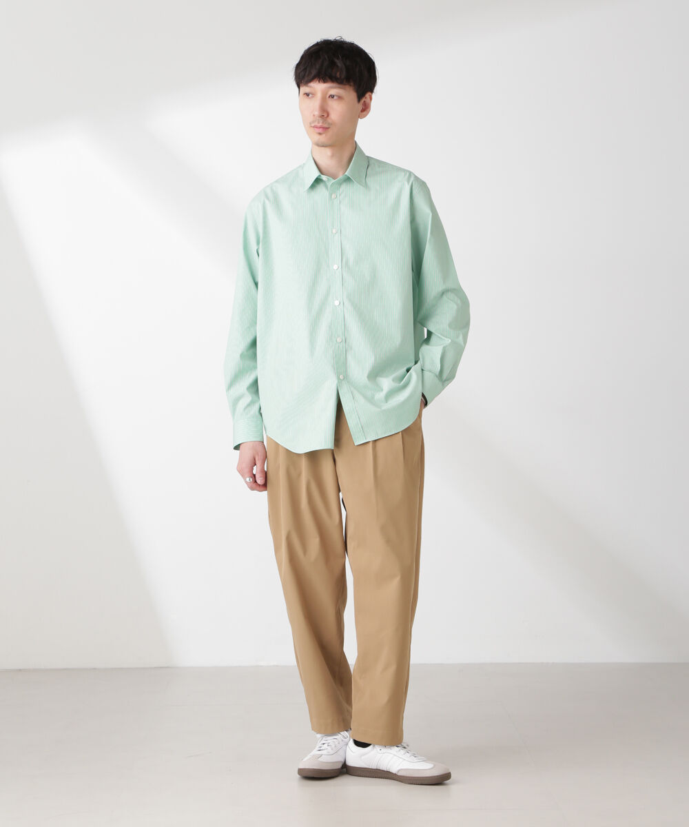 nano･universe「ESTENEIGE(R) レギュラーカラーシャツストライプ 長袖/接触冷感」|シャツ・ブラウス|