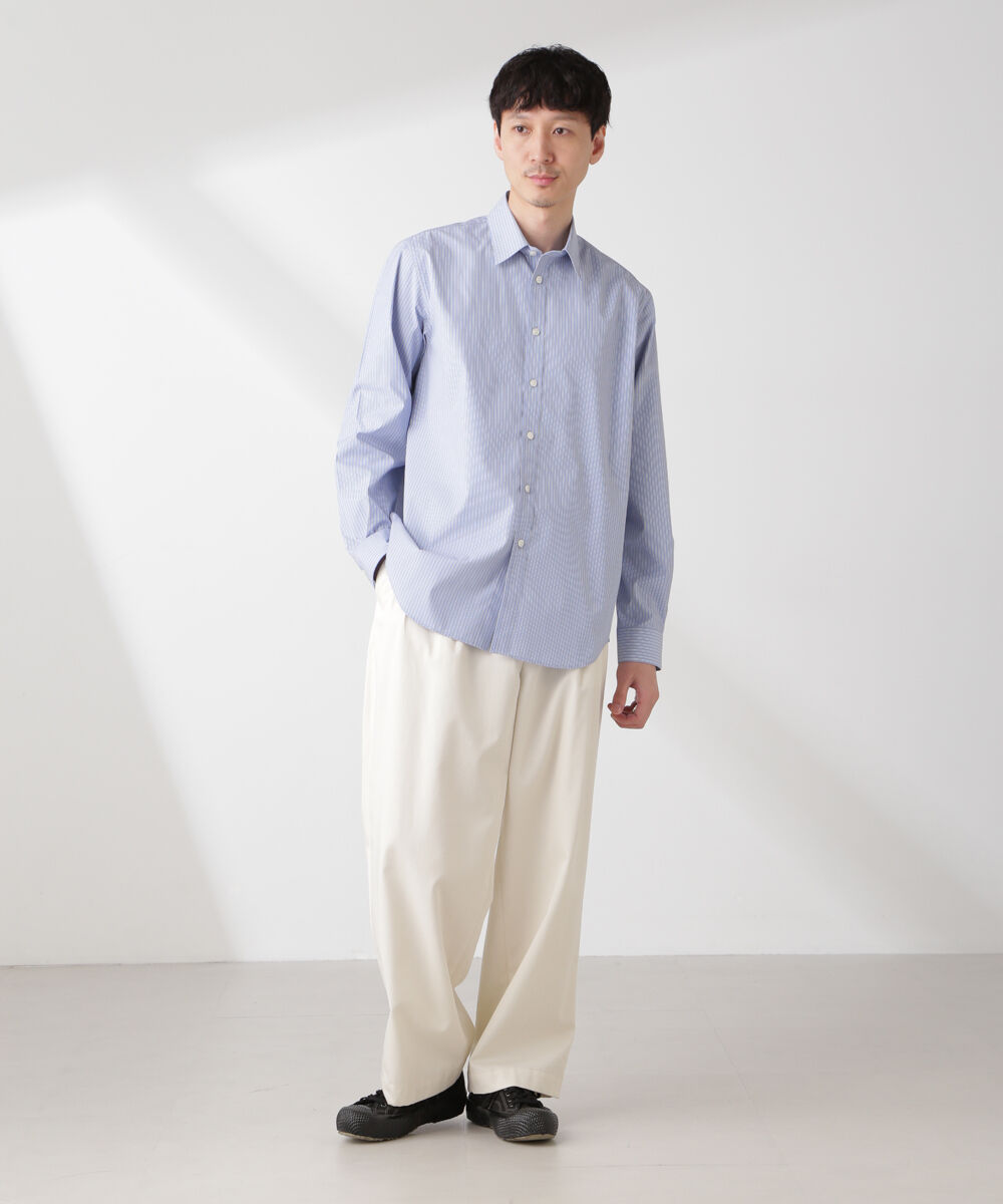 nano･universe「ESTENEIGE(R) レギュラーカラーシャツストライプ 長袖/接触冷感」|シャツ・ブラウス|