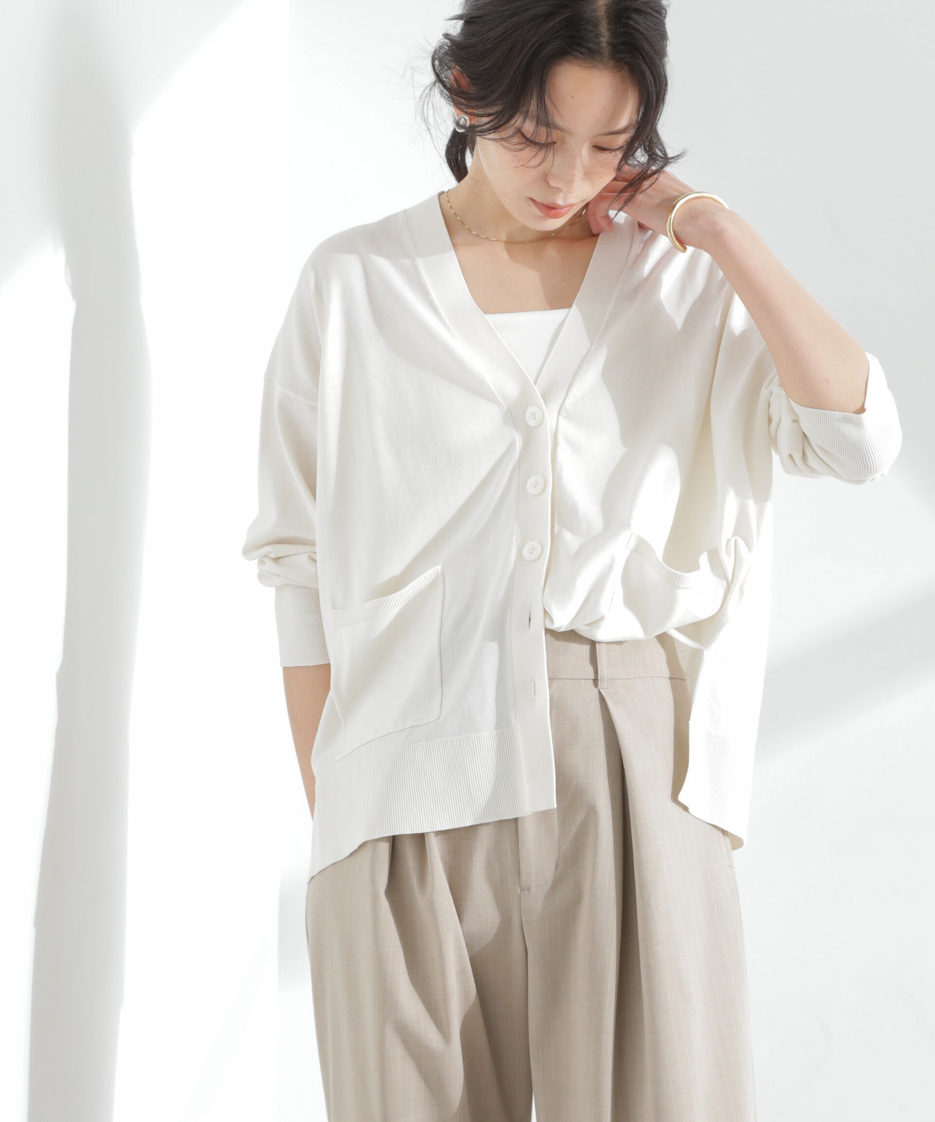 nano･universe「TEKNICO GIZAコットンオーバーカーディガン」|ニット・セーター|