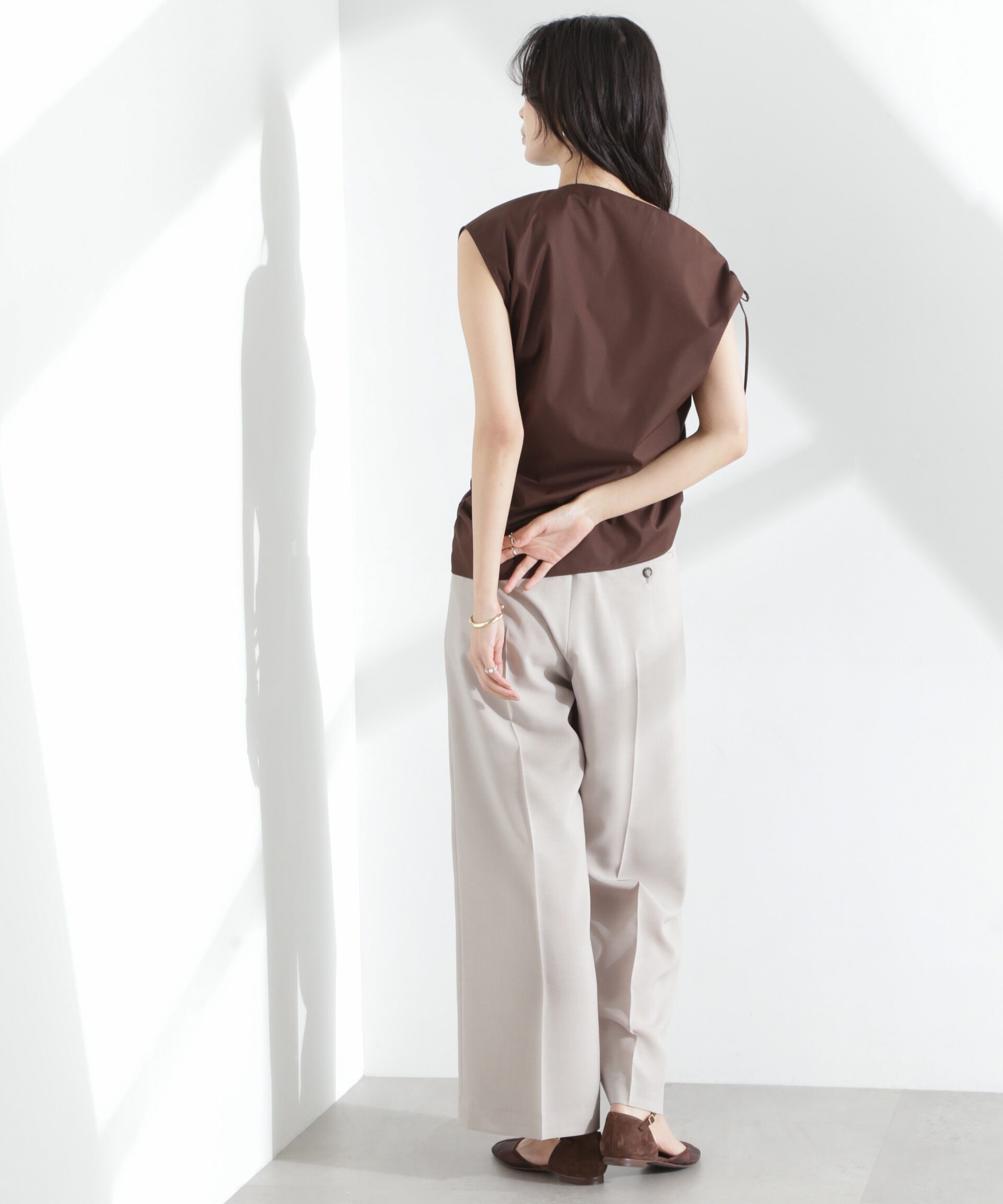 nano･universe「アシンメトリーギャザートップス」|シャツ・ブラウス|