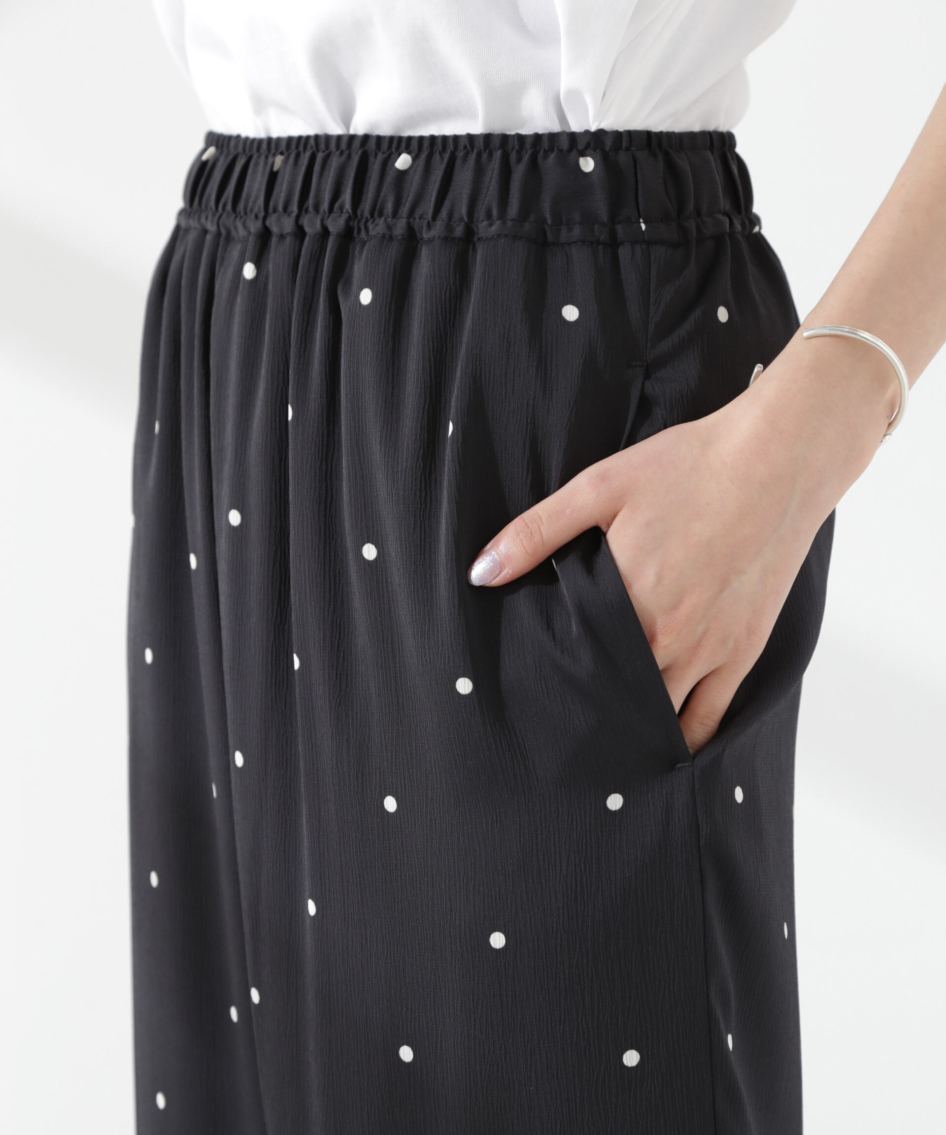 nano･universe「ドットリラクシーワイドパンツ(セットアップ可)」|チノ|