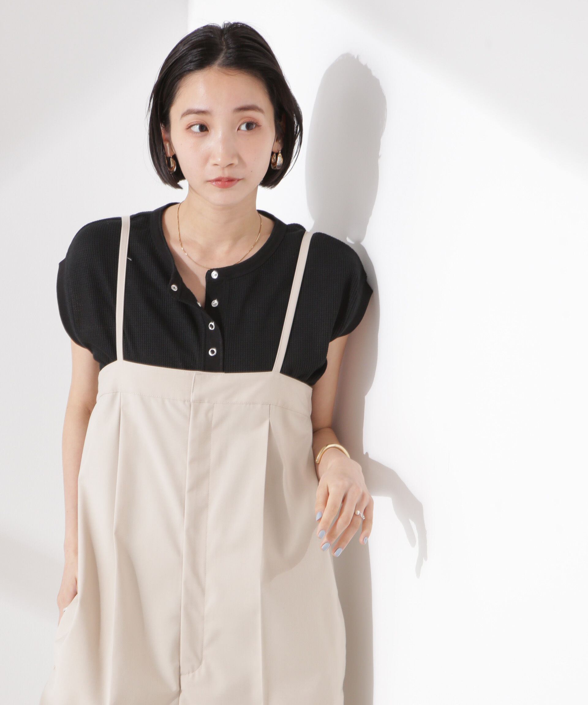 nano･universe「ワッフルヘンリーノースリーブトップス」|Tシャツ・カットソー|