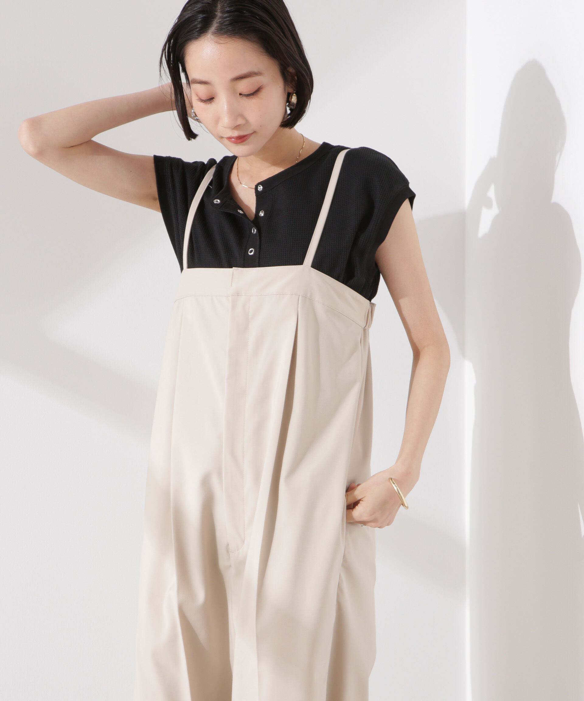 nano･universe「ワッフルヘンリーノースリーブトップス」|Tシャツ・カットソー|