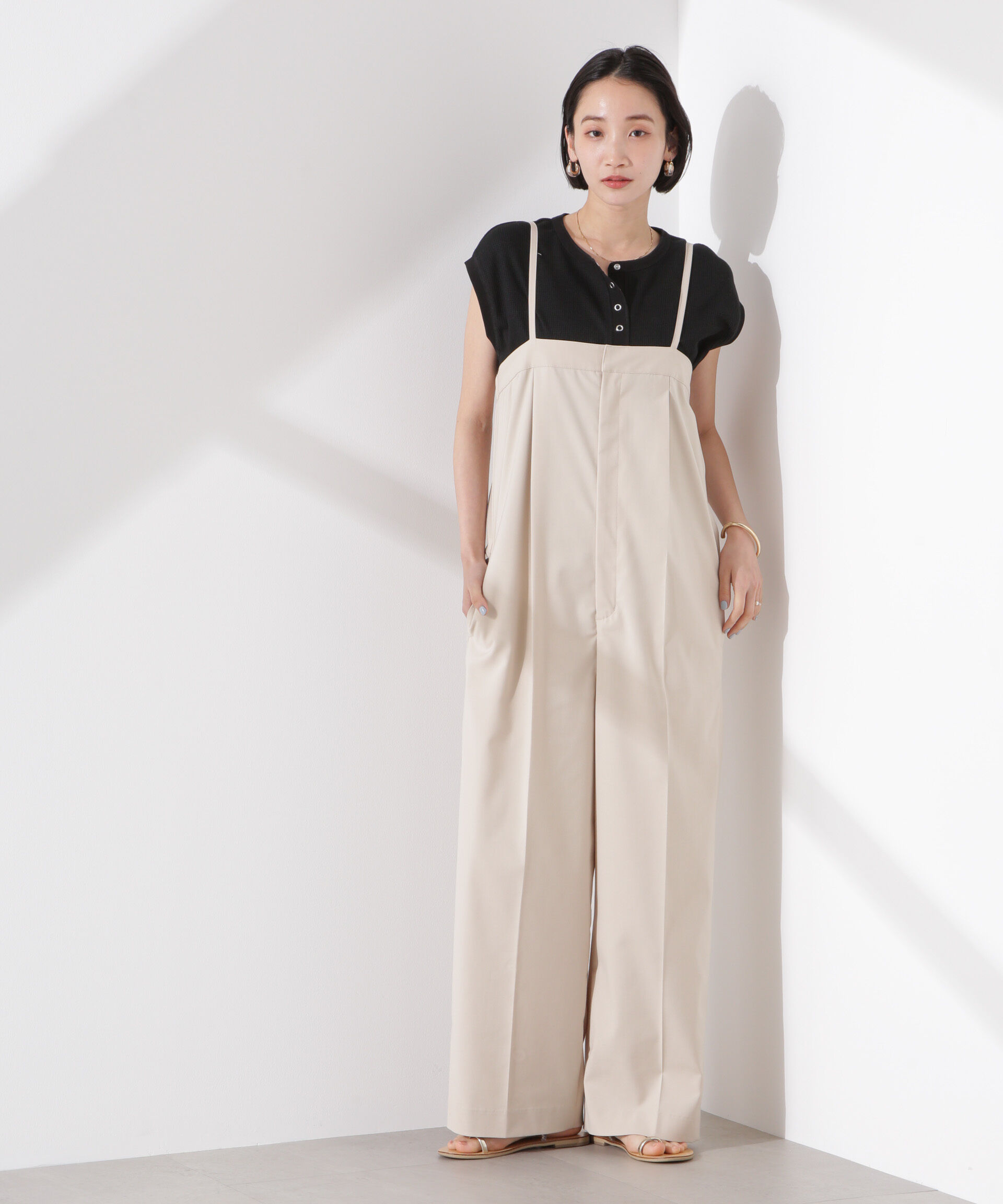 nano･universe「ワッフルヘンリーノースリーブトップス」|Tシャツ・カットソー|