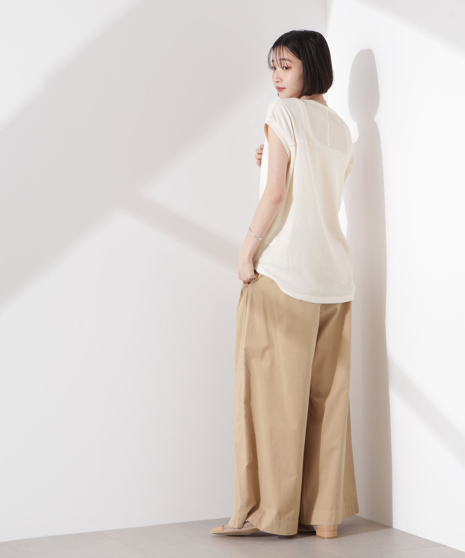 nano･universe「ワッフルヘンリーノースリーブトップス」|Tシャツ・カットソー|