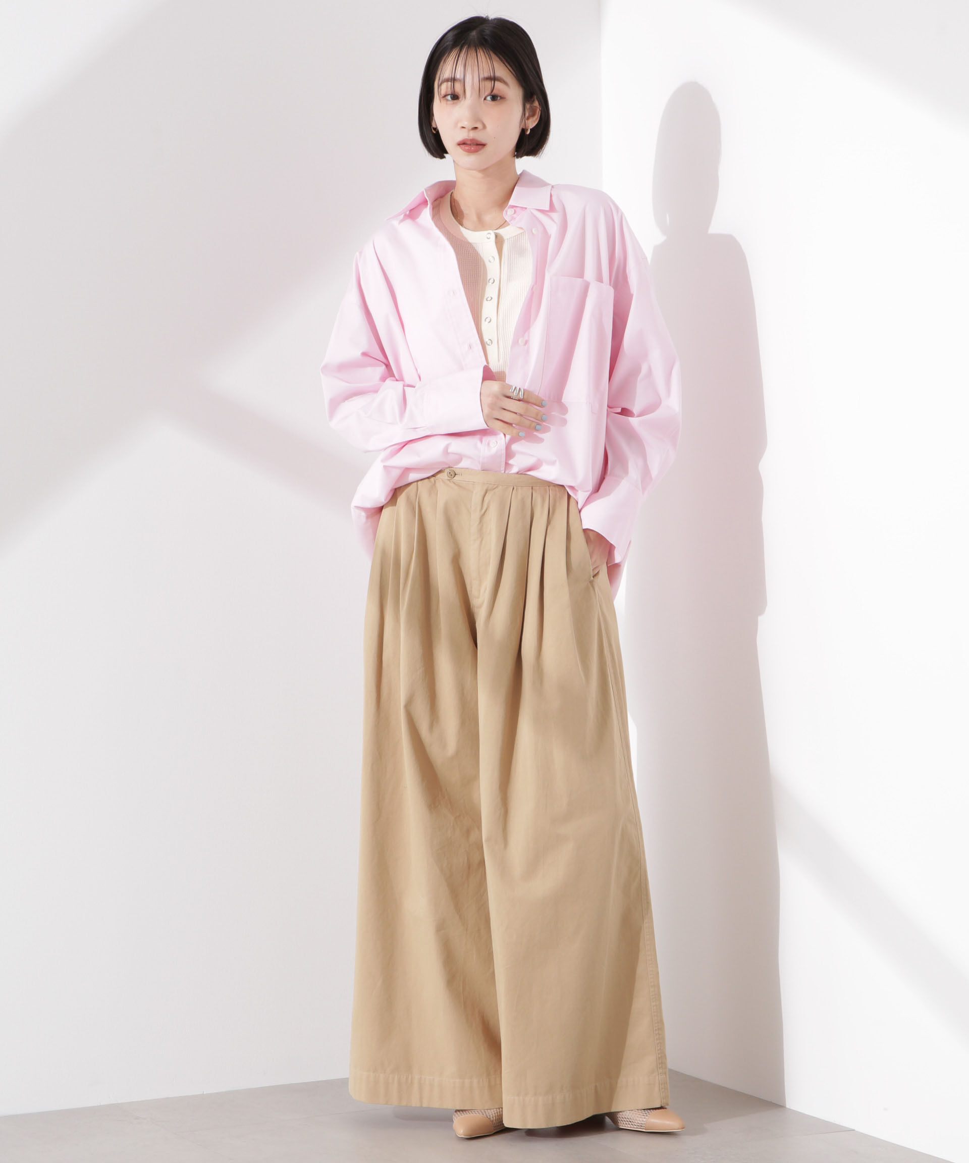 nano･universe「ワッフルヘンリーノースリーブトップス」|Tシャツ・カットソー|