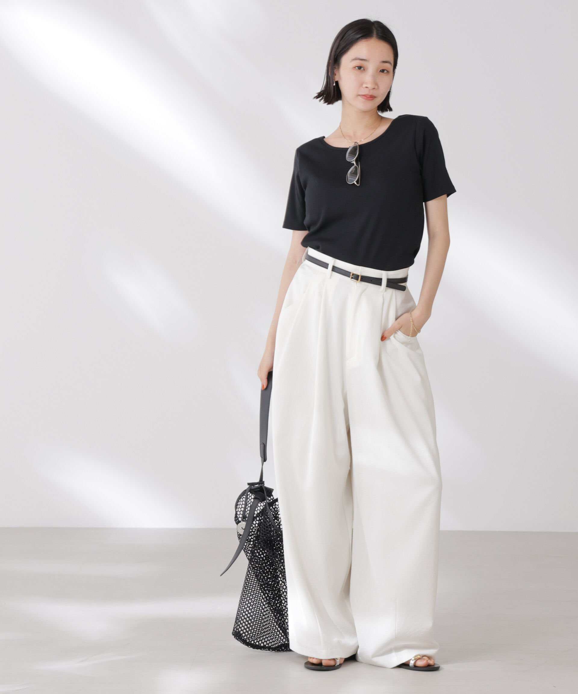 nano･universe「抗菌防臭・接触冷感機能 カップ付きクルーネックトップス」|Tシャツ・カットソー|